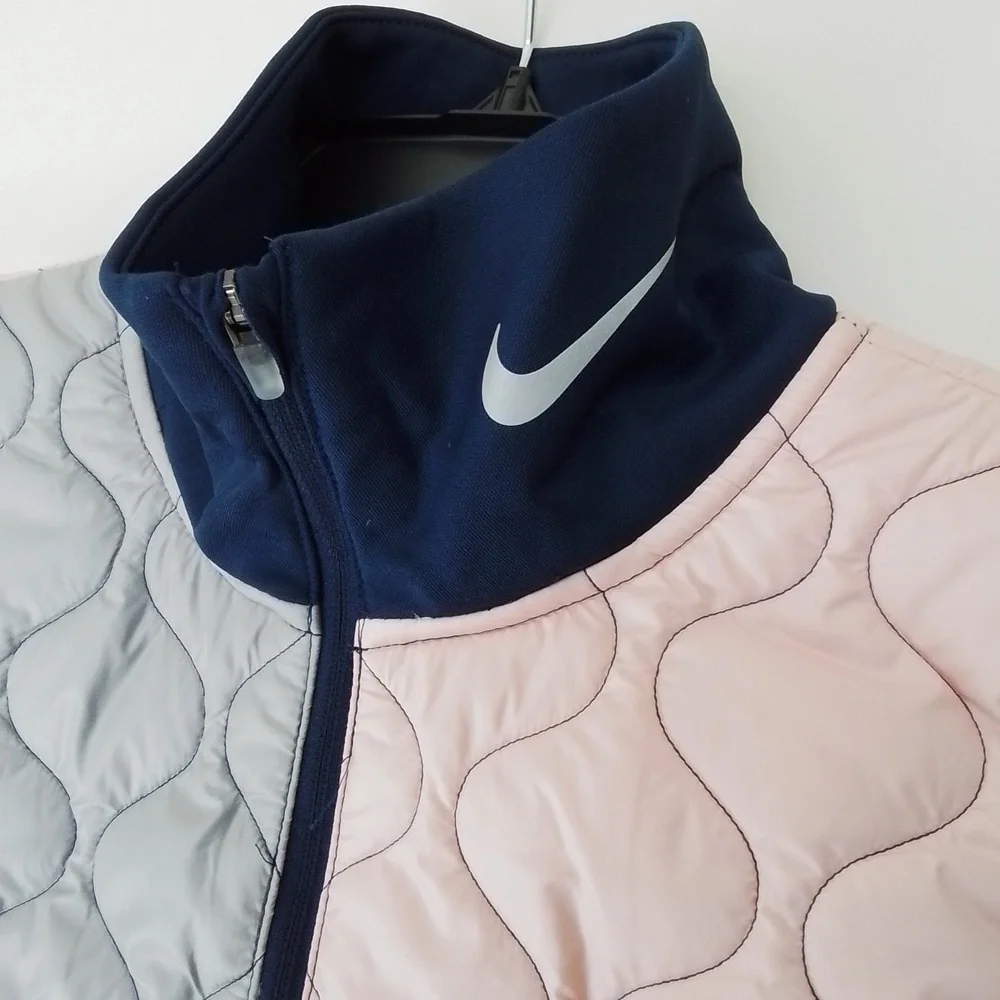 Nike Running AeroLayer Quilted Vest Jacket Size XS Pink Gray Blue color block